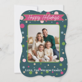 Feestelijke groene Polka Dot Photo Holiday Kaart