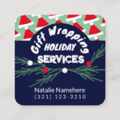 Feestelijke Groene Professionele Gift Wrap Service Vierkante Visitekaartje (Voorkant)