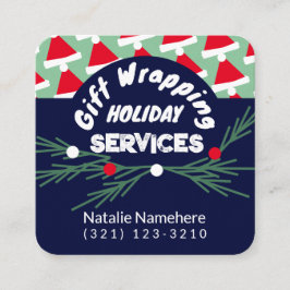 Feestelijke Groene Professionele Gift Wrap Service Vierkante Visitekaartje