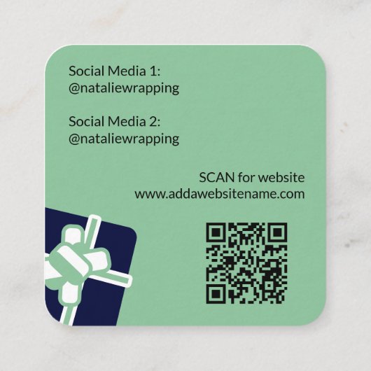 Feestelijke Groene Professionele Gift Wrap Service Vierkante Visitekaartje (Achterkant)
