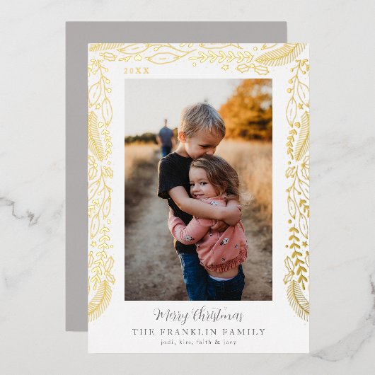 Feestelijke groene rand foto folie feestdagenkaart (Voorkant / Achterkant)