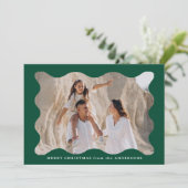 Feestelijke Groene Retro Foto Lijst Vrolijk Kerstf Feestdagenkaart (Staand voorkant)