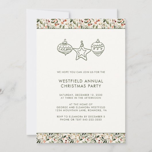 Feestelijke groene rode bessen kerstfeest kaart (Voorkant)