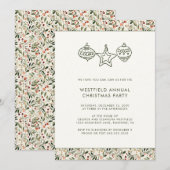 Feestelijke groene rode bessen kerstfeest kaart (Voorkant / Achterkant)