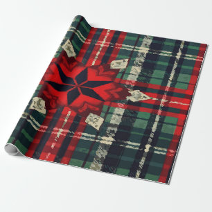 Feestelijke groene, rode en beige karostof met ste cadeaupapier