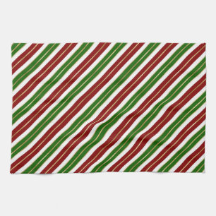 Feestelijke groene, rode en gouden folie kerststre theedoek