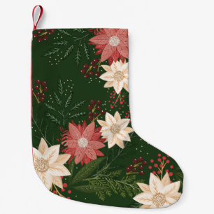 Feestelijke groene rode gele poinsettia vakantie kleine kerstsok
