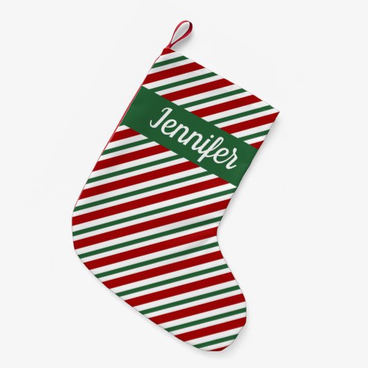 Feestelijke groene rode gestreepte vrolijk kerstfe kleine kerstsok (Voorkant (Hangend))