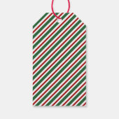 Feestelijke groene rode gestreepte vrolijke kerstd cadeaulabel (Achterkant)