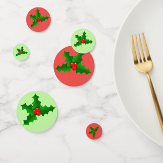 Feestelijke groene rode Holly kersttafel Confetti