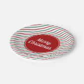 Feestelijke Groene Rode Strepen Kerstmis Papieren Bordje (Gekanteld)