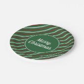 Feestelijke Groene Rode Strepen Kerstmis Papieren Bordje (Gekanteld)