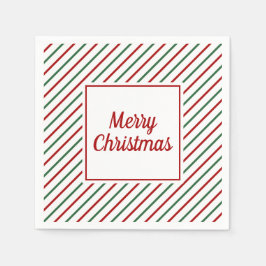 Feestelijke Groene Rode Strepen Kerstmis Servet