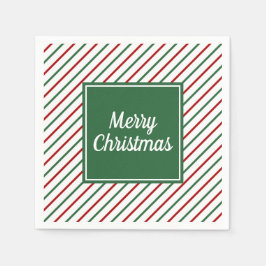 Feestelijke Groene Rode Strepen Kerstmis Servet