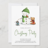 Feestelijke Groene Sneeuwman Kerstfeest Kaart (Voorkant)