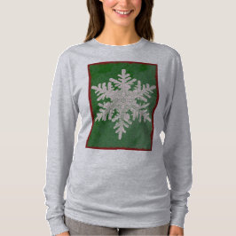 Feestelijke Groene Sneeuwvlok Winter Vakantie Lang T-shirt