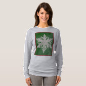 Feestelijke Groene Sneeuwvlok Winter Vakantie Lang T-shirt (Voorkant volledig)