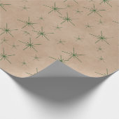 Feestelijke Groene Sneeuwvlokken Kraft Vakantie Cadeaupapier (Hoek)