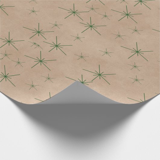 Feestelijke Groene Sneeuwvlokken Kraft Vakantie Cadeaupapier (Hoek)