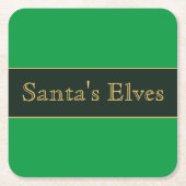 Feestelijke groene strepen Retro "Santa's Elves" T Kartonnen Onderzetters (Voorkant)