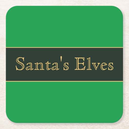 Feestelijke groene strepen Retro "Santa's Elves" T Kartonnen Onderzetters (Voorkant)