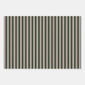 Feestelijke Groene Vakantie Pinstriped Inpakpapier (Voorkant 2)