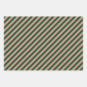 Feestelijke Groene Vakantie Pinstriped Inpakpapier Vel (Voorkant)