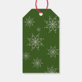 Feestelijke Groene Vrolijke Kerstmis Sneeuwvlokken Cadeaulabel (Achterkant)