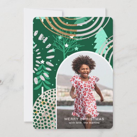 Feestelijke Groene Vrolijke Kerstmisfoto met Beric Feestdagenkaart (Voorkant)