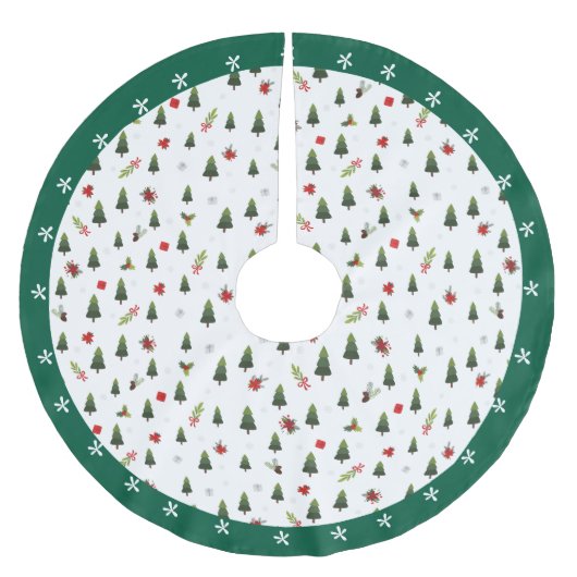 Feestelijke Groene Waterverf Pine Trees Holly Holi Kerstboom Rok (Voorkant)