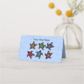 Feestelijke groep schildpadden felgekleurde schelp plaatskaartje (Achterkant)