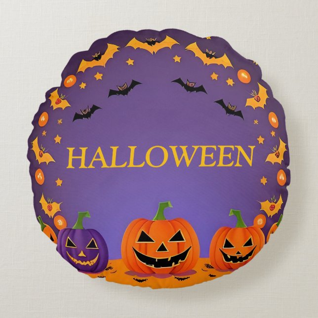 Feestelijke Halloween-achtergrond Rond Kussen (Voorkant)