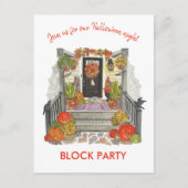 Feestelijke Halloween buurtfeest Uitnodiging Briefkaart (Voorkant)