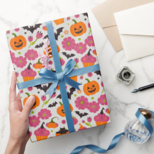 Feestelijke Halloween Cupcakes, pompoen & vleerm Cadeaupapier