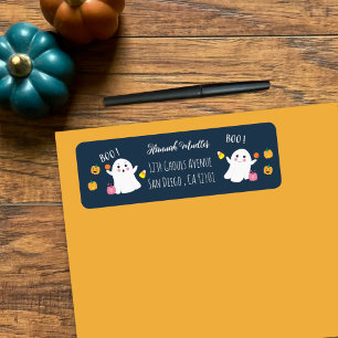 Feestelijke Halloween Ghosts Blue Retour Adreslabe Etiket