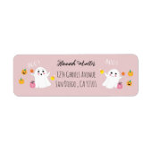 Feestelijke Halloween Ghosts Pink Retour Adreslabe Etiket (Voorkant)