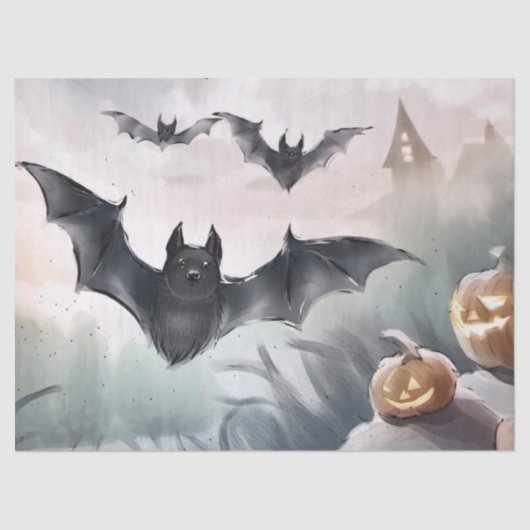 Feestelijke Halloween Gift Wrap Waterverf Art Tissuepapier (Voorkant)