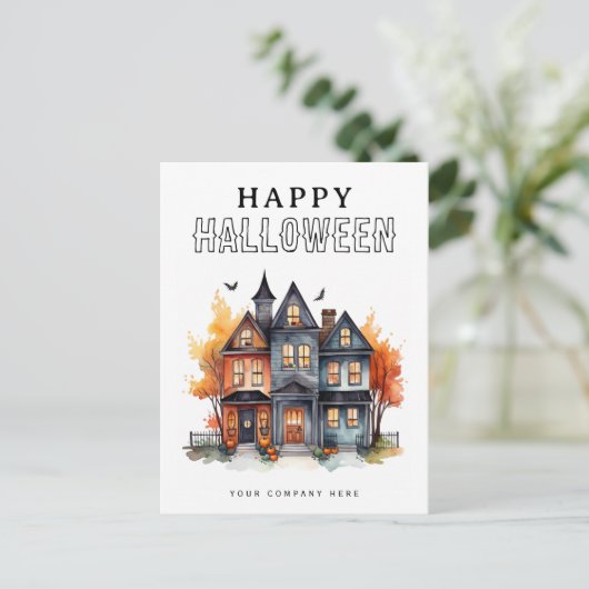 Feestelijke Halloween Huis Vastgoed Marketing Feestdagenkaart (Staand voorkant)
