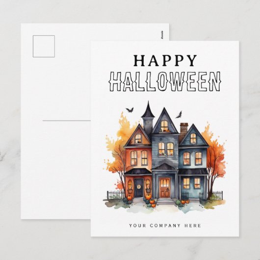 Feestelijke Halloween Huis Vastgoed Marketing Feestdagenkaart (Voorkant / Achterkant)
