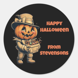 Feestelijke Halloween Jack op lantaarn Ronde Sticker