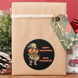 Feestelijke Halloween Jack op lantaarn Ronde Sticker