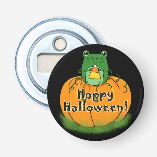 Feestelijke Halloween Kikker Button Flesopener (Voorkant)