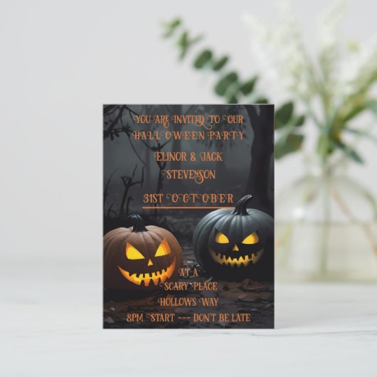 Feestelijke Halloween Pompoenen en Bloemen Patroon Briefkaart (Staand voorkant)
