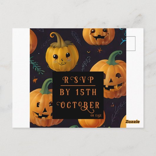 Feestelijke Halloween Pompoenen en Bloemen Patroon Briefkaart (Achterkant)