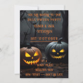 Feestelijke Halloween Pompoenen en Bloemen Patroon Kaart (Voorkant)