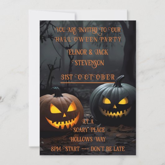 Feestelijke Halloween Pompoenen en Bloemen Patroon Kaart (Voorkant)