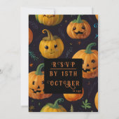 Feestelijke Halloween Pompoenen en Bloemen Patroon Kaart (Achterkant)