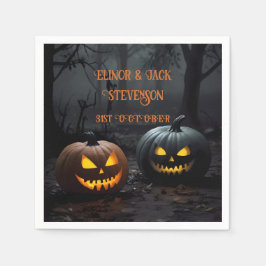 Feestelijke Halloween Pompoenen en Bloemen Patroon Servet