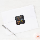 Feestelijke Halloween Pompoenen en Bloemen Patroon Vierkante Sticker (Envelop)