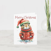 Feestelijke hamster in Santa Hat Kerstmis Kaart (Voorkant)